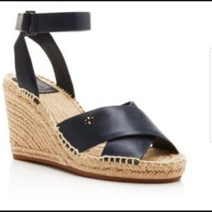 TORY BURCH Bima Leather Wedge Espadrille Sandals
